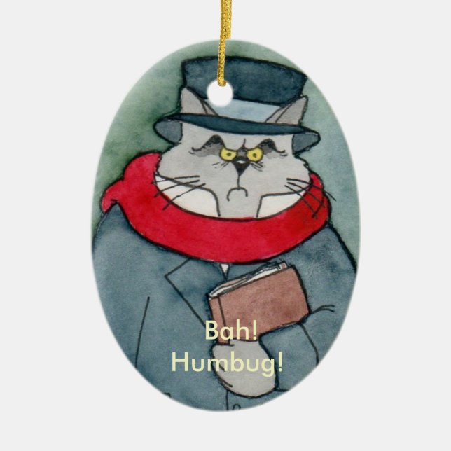 Christmas Carol's EbeMeowzer Scrooge Ceramic Ornament (Front)
