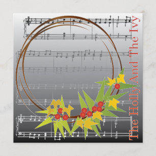 Christmas Carols Holly Card/Invitation Invitation