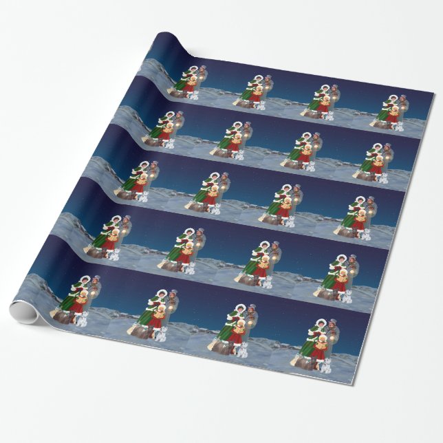 Christmas Carols Wrapping Paper (Unrolled)
