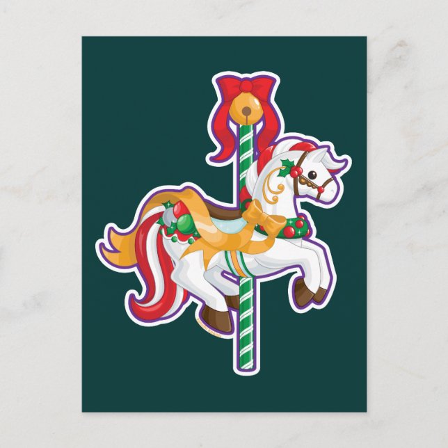Christmas Carousel Holiday Postcard (Front)