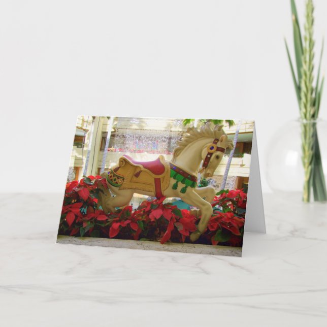 Christmas Carousel Horse - 1 Holiday Card (Front)