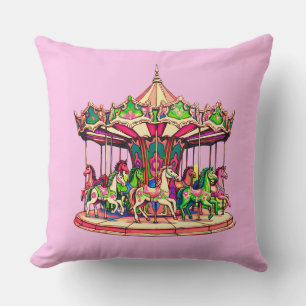 Christmas Carousel in Candy Stripes Cushion