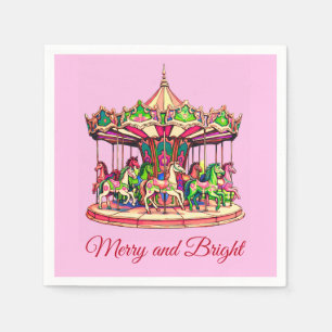 Christmas Carousel in Candy Stripes Napkin