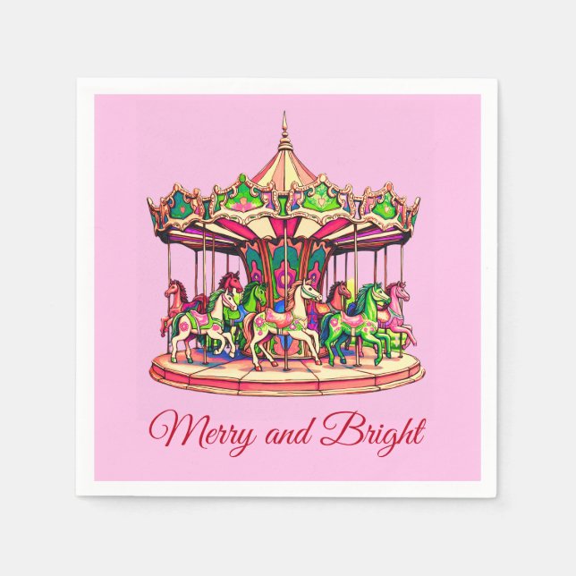 Christmas Carousel in Candy Stripes Napkin (Front)