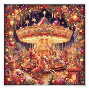 'Christmas Carousel Joy' Poster
