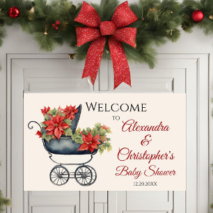 Christmas Carriage Baby Shower Banner