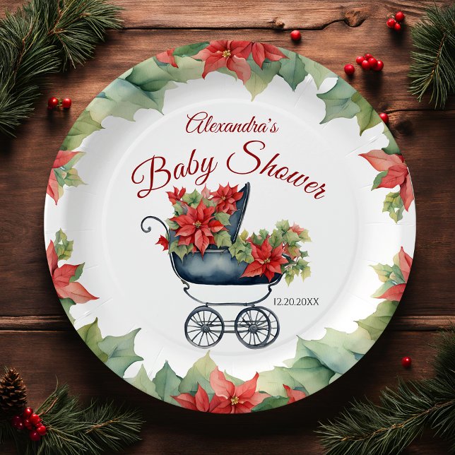 Christmas Carriage Baby Shower Paper Plate (Creator Uploaded)