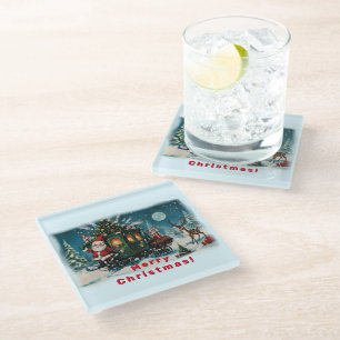 Christmas Carriage - Santa's Delivery Wagon Glass Coaster