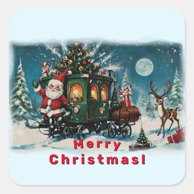Christmas Carriage - Santa's Delivery Wagon Square Sticker (Front)