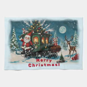 Christmas Carriage - Santa's Delivery Wagon Tea Towel