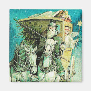 Christmas Carriage Vintage Magnet