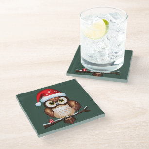 Christmas cart glass coaster