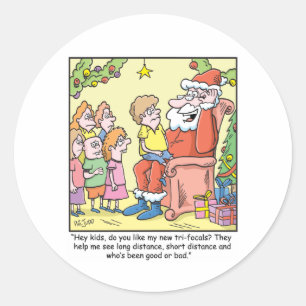 Christmas Cartoon about Santas New Glasses Classic Round Sticker