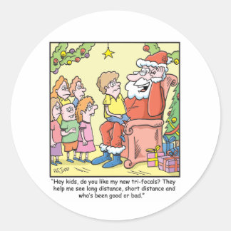 Christmas Cartoon about Santas New Glasses Classic Round Sticker