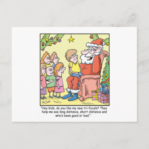 Christmas Cartoon about Santas New Glasses Holiday Postcard