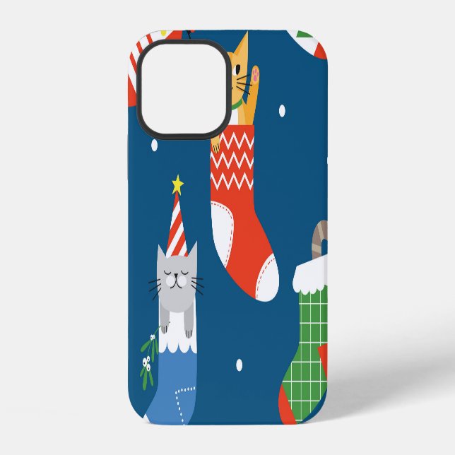 Christmas Cartoon Cats Cute Pattern iPhone Case (Back)