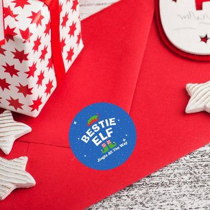 Christmas Cartoon Elf Custom Name and Phrase Classic Round Sticker