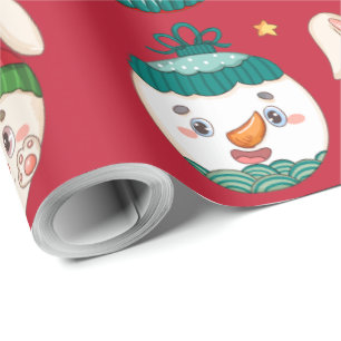 Christmas Cartoon Ornaments  Wrapping Paper