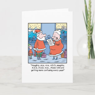 Christmas Cartoon Santa's Good and Bad list. Holiday Card