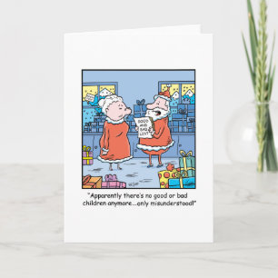 Christmas Cartoon Santas Good and Bad List Holiday Card