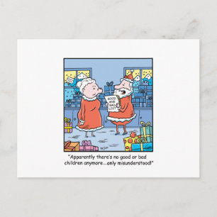 Christmas Cartoon Santas Good and Bad List Holiday Postcard