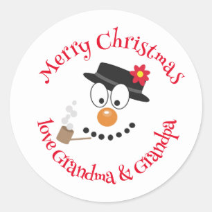 Christmas Cartoon Snowman Fun Classic Round Sticker