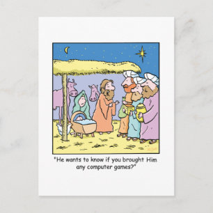 Christmas Cartoon Three Wise Kings Computer Games Holiday Postcard