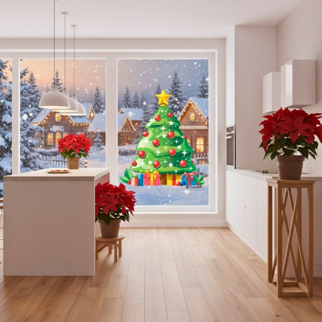 Christmas Cartoon Tree Window Cling (Christmas Cartoon Tree Window Cling)