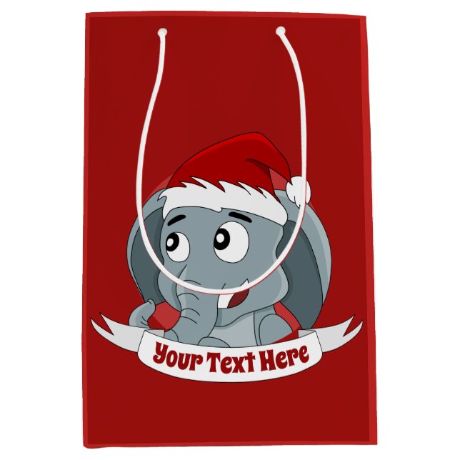 Christmas cartoon with a cute elephant medium gift bag (Front)