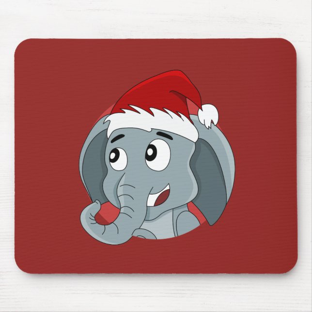 Christmas cartoon with a cute elephant mouse pad (Front)