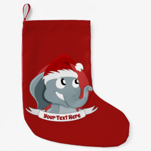 Christmas cartoon with a cute elephant small chris stocking