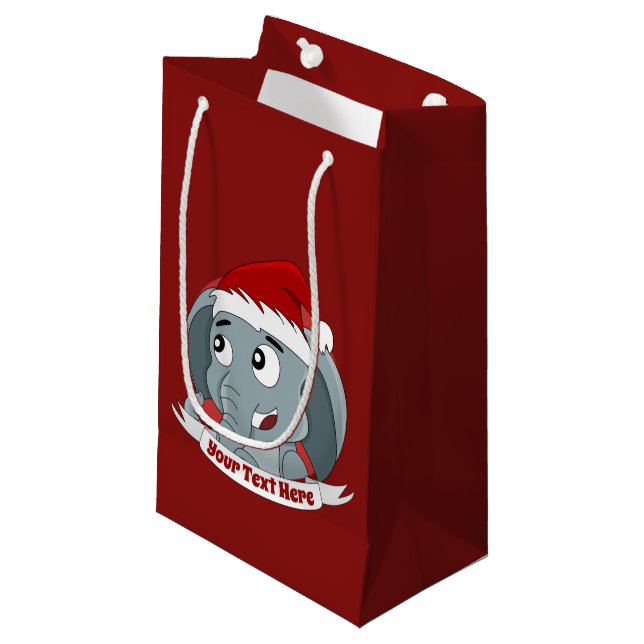 Christmas cartoon with a cute elephant small gift  bag (Front Angled)