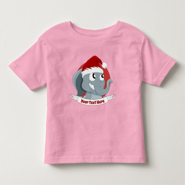 Christmas cartoon with a cute elephant toddler t-s toddler T-Shirt (Front)
