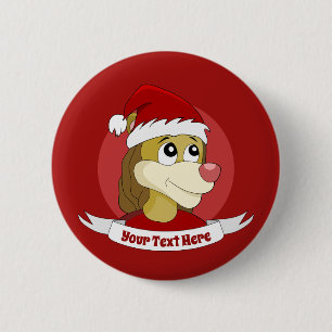 Christmas cartoon with a cute lion button