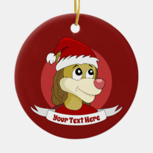 Christmas cartoon with a cute lion ceramic ornamen ornament