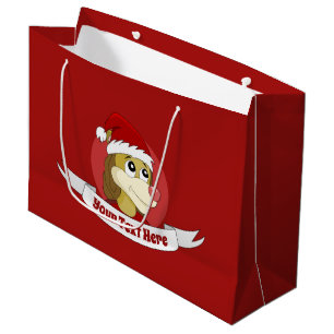 Christmas cartoon with a cute lion large gift bag