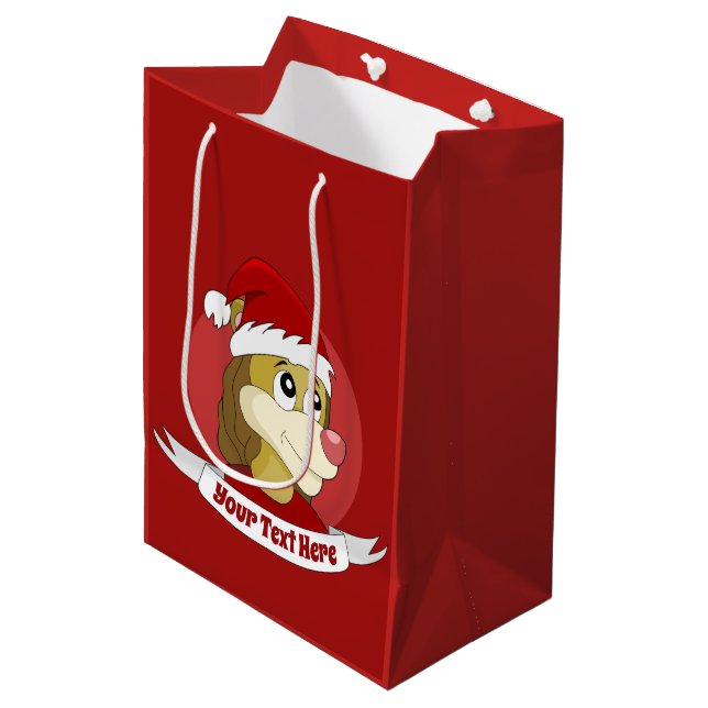 Christmas cartoon with a cute lion medium gift bag (Front Angled)
