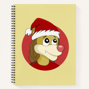 Christmas cartoon with a cute lion notebook