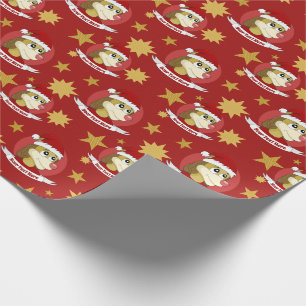 Christmas cartoon with cute lion wrapping paper