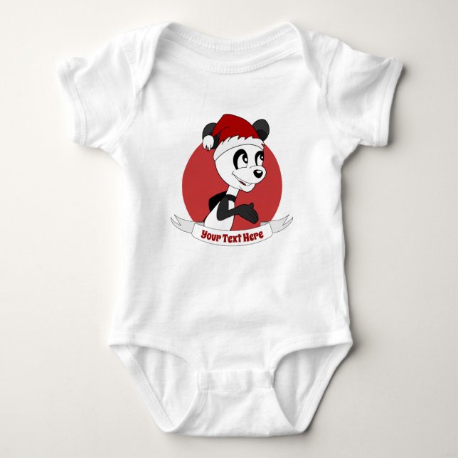 Christmas cartoon with cute panda bear baby bodysu baby bodysuit (Front)