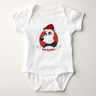 Christmas cartoon with cute panda bear baby bodysu baby bodysuit