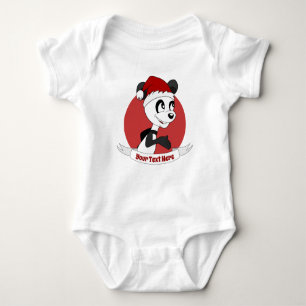 Christmas cartoon with cute panda bear baby bodysu bodysuit