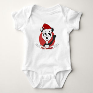 Christmas cartoon with cute panda bear baby bodysu bodysuit