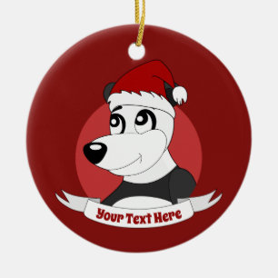 Christmas cartoon with cute panda bear ceramic orn ornament
