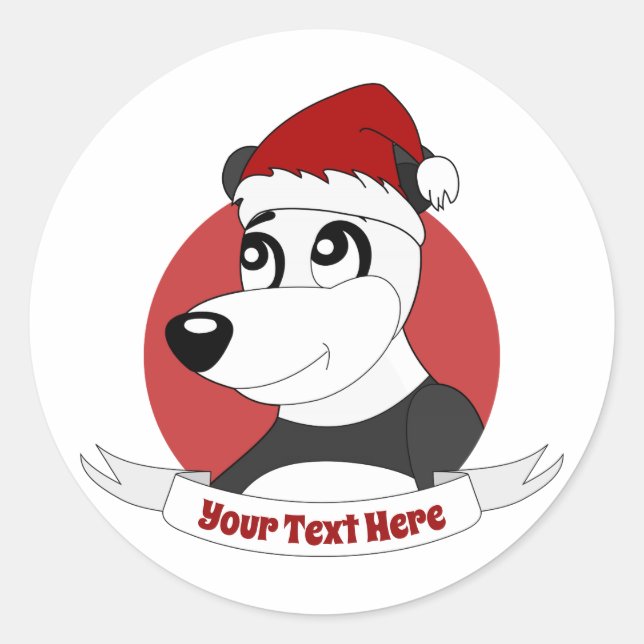 Christmas cartoon with cute panda bear classic rou classic round sticker (Front)