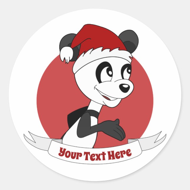 Christmas cartoon with cute panda bear classic rou classic round sticker (Front)