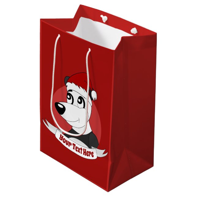 Christmas cartoon with cute panda bear medium gift bag (Front Angled)