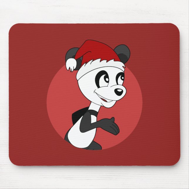 Christmas cartoon with cute panda bear mouse pad (Front)
