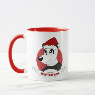Christmas cartoon with cute panda bear mug