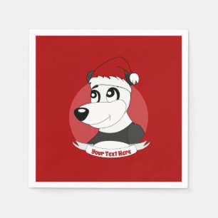 Christmas cartoon with cute panda bear napkins